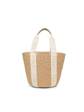 Chloé Natural Straw Tote with Cream Logo Straps